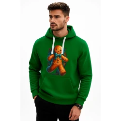 Tamsiai žalias džemperis su gobtuvu Imbierinis sausainis