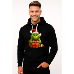 Juodas džemperis su gobtuvu Grinčas su dovanomis