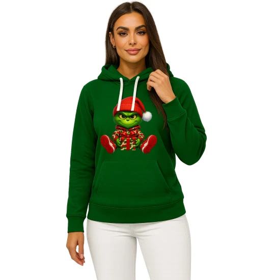 Tamsiai žalias džemperis su gobtuvu Girnčas