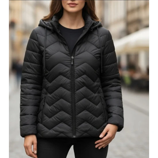 Juoda dygsniuota striukė Amel Moteriškos striukės