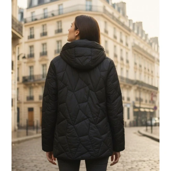 Juoda dygsniuota striukė Jen Moteriškos striukės