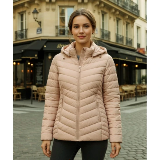 Moteriška rausvos spalvos striukė su gobtuvu Enit Moteriškos striukės