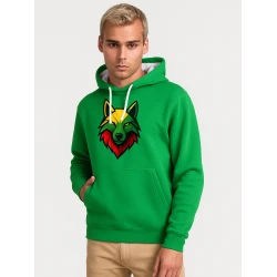 Vyriškas žalias džemperis su gobtuvu Vilkas