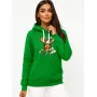 Women's green hooded sweater; Lithuanian woman wearing a sweater