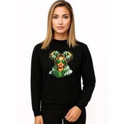 Moteriškas juodas džemperis Lietuvaitė su džemperiu