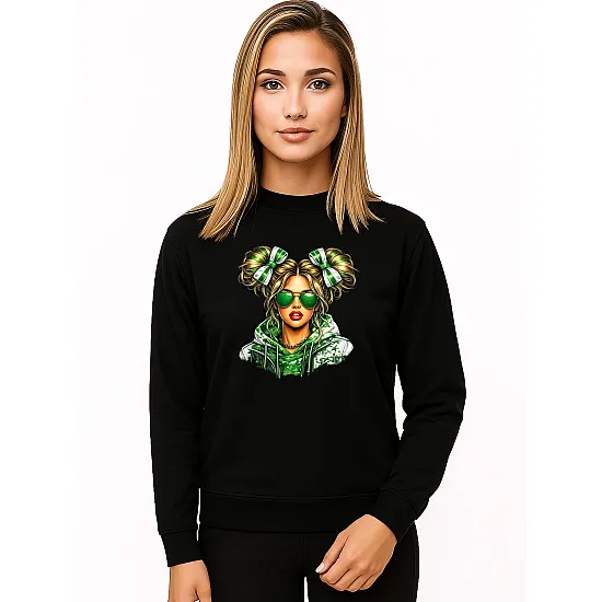 Women's black sweater A Lithuanian woman wearing a sweater Jumpers with print