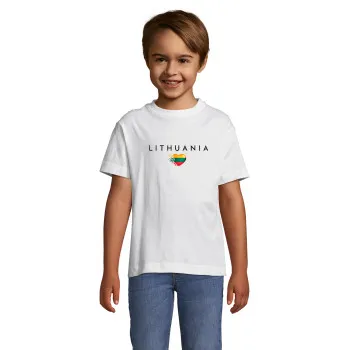 Детская белая футболка Lithuania (черная)