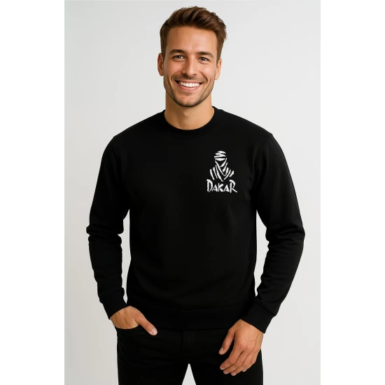 Vyriškas juodas džemperis be gobtuvo Dakar (baltas)