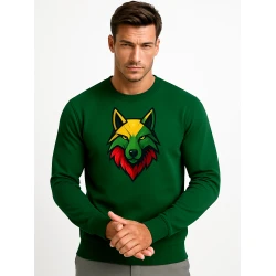 Vyriškas tamsiai žalias džemperis be gobtuvo Vilkas