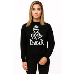 Moteriškas juodas džemperis be gobtuvo Dakar (baltas)