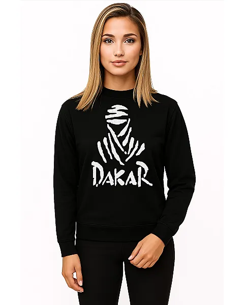 Moteriškas juodas džemperis be gobtuvo Dakar (baltas)