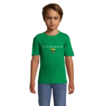 Детская зелёная футболка Lithuania (белая)