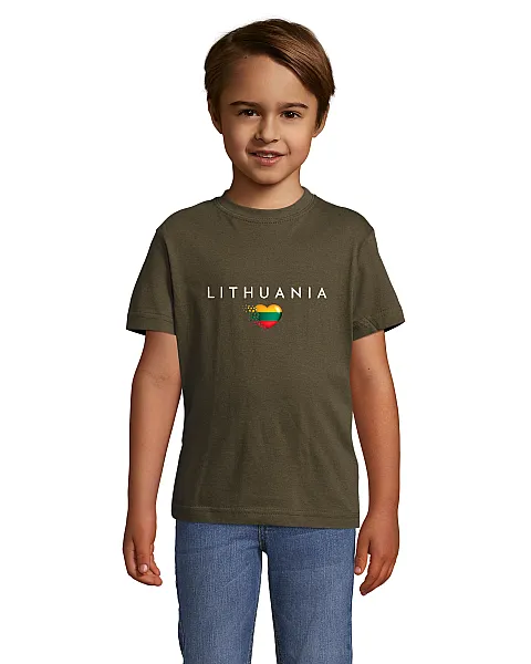 Vaikiški chaki marškinėliai Lithuania (baltas)