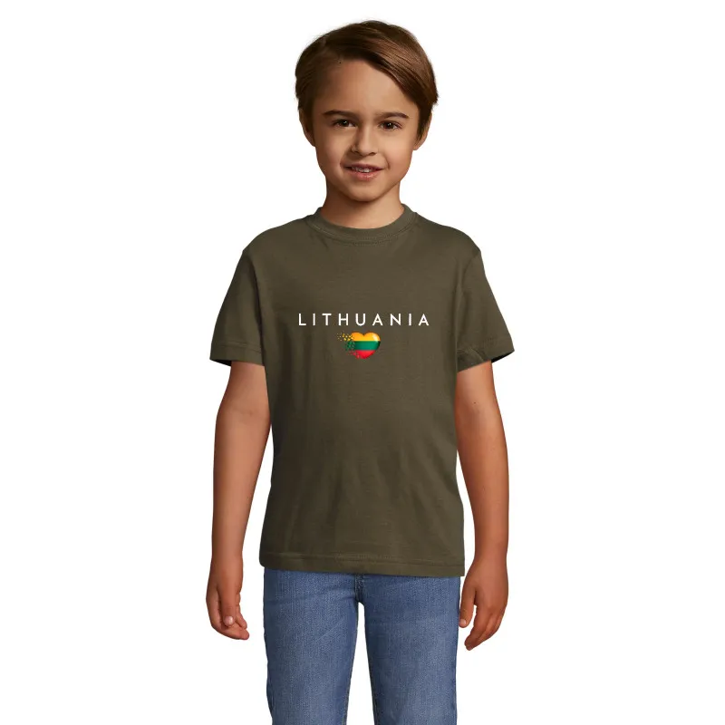 Children's Khaki T-Shirt Lithuania (White)