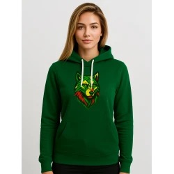 Moteriškas tamsiai žalias džemperis Geometrinis vilkas