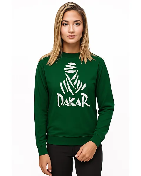 Moteriškas tamsiai žalias džemperis be gobtuvo Dakar (baltas)