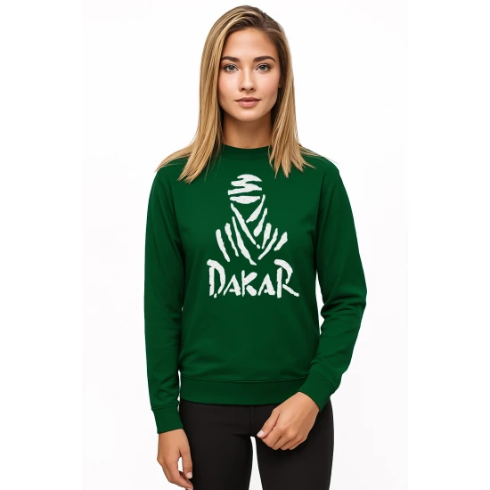 Moteriškas tamsiai žalias džemperis be gobtuvo Dakar (baltas)