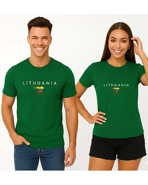 Tamsiai žalių marškinėlių komplektas Lithuania (baltas)