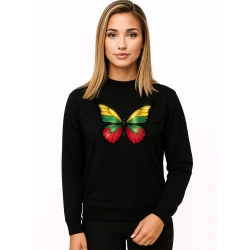 Moteriškas juodas džemperis be gobtuvo Drugelis LT