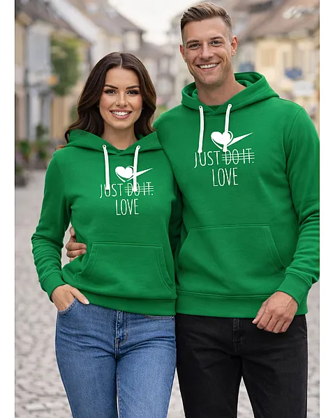 Žali džemperiai su gobtuvu Just do it (baltas)