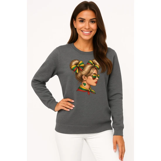 Moteriškas tamsiai pilkas džemperis be gobtuvo Lietuvaitė