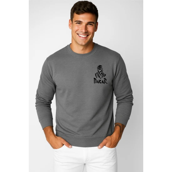 Vyriškas tamsisi pilkas džemperis be gobtuvo Dakar (juodas)