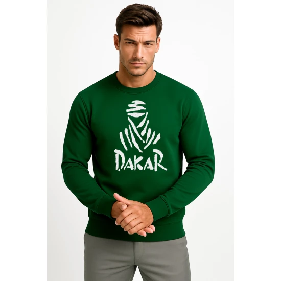 Tamsiai žalias džemperis be gobtuvo Dakar (baltas)