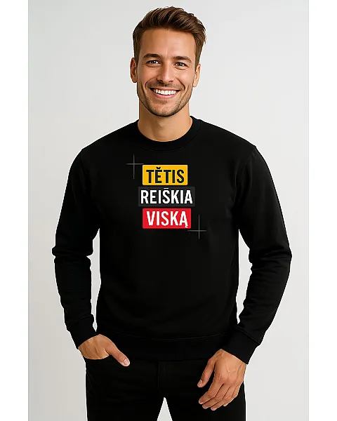 Vyriškas juodas džemperis Tėtis reiškai viską