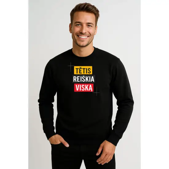 Vyriškas juodas džemperis Tėtis reiškai viską