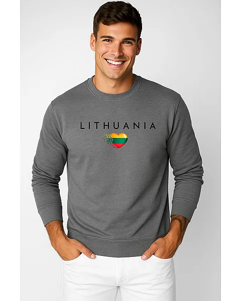 Vyriškas tamsiai pilkas džemperis Lithuania (juoda)