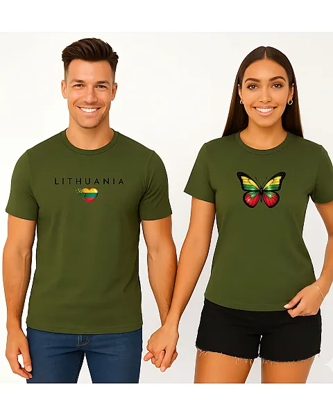 Chaki marškinėlių komplektas Lithuania-drugelis (juoda)