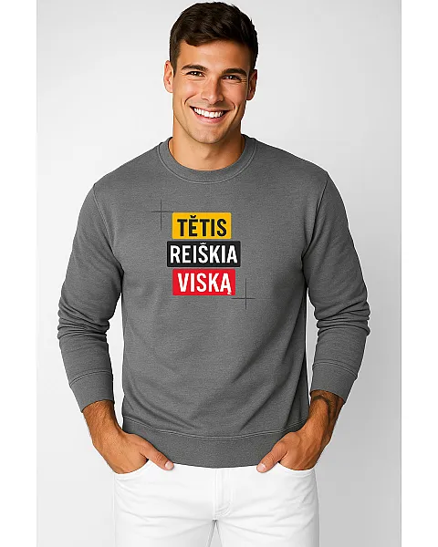Vyriškas tamsiai pilkas džemperis Tėtis reiškai viską