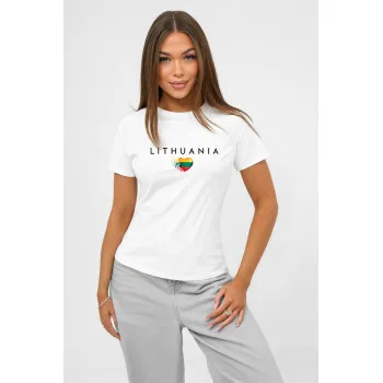 Женская белая футболка Lithuania (черная)