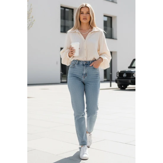 Moteriški muslino rusvi marškiniai Musline Moteriški marškiniai