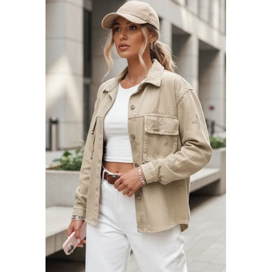 Pereinamojo sezono šviesiai rusva striukė Shine Moteriškos striukės