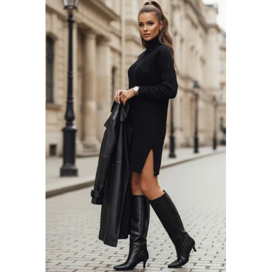 Moteriška megzta juodos spalvos suknelė Fuerta