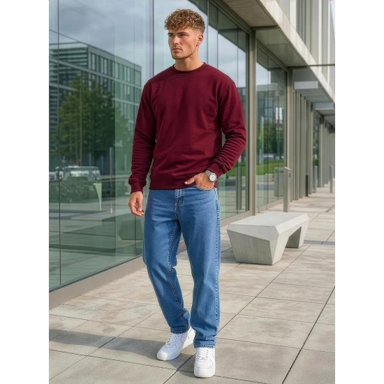 Vyriškas bordo džemperis be gobtuvo Steel Džemperiai be gobtuvo