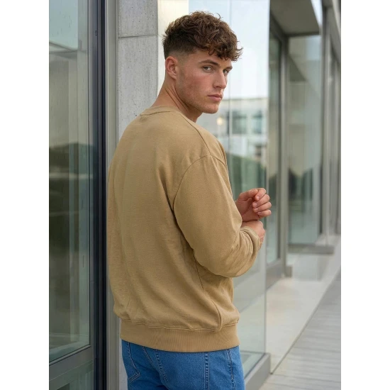 Vyriškas rudas džemperis be gobtuvo Steel Džemperiai be gobtuvo