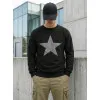 Męski czarny sweter z kapturem Star Bluzy z napisami
