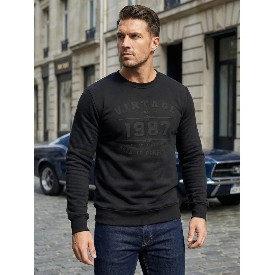 Vyriškas juodas džemperis Vintage
