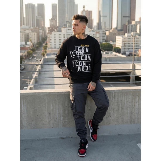 Vyriškas juodas džemperis Best white