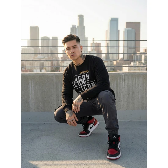 Vyriškas juodas džemperis Best white