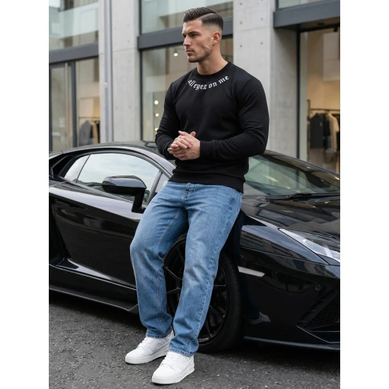 Vyriškas juodas džemperis All eyes on me O/P2027Z