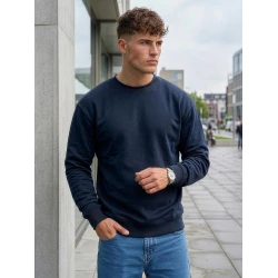 Vyriškas tamsiai mėlynas džemperis be gobtuvo Steel
