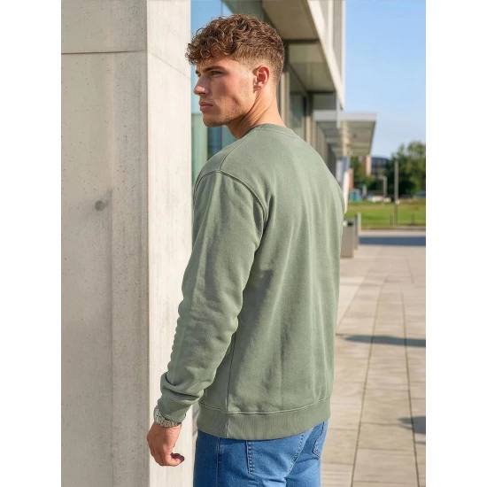 Vyriškas chaki džemperis be gobtuvo Steel Džemperiai be gobtuvo