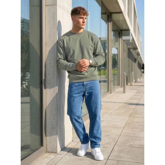 Vyriškas chaki džemperis be gobtuvo Steel Džemperiai be gobtuvo