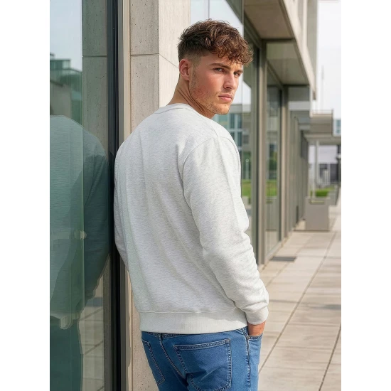 Vyriškas šviesiai pilkas džemperis be gobtuvo Steel Džemperiai be gobtuvo