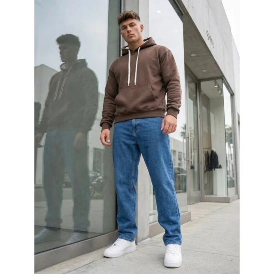 Vyriškas rudas džemperis Ostin Vyriški džemperiai su gobtuvu