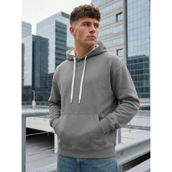 Vyriškas tamsiai pilkas džemperis Ostin Vyriški džemperiai su gobtuvu