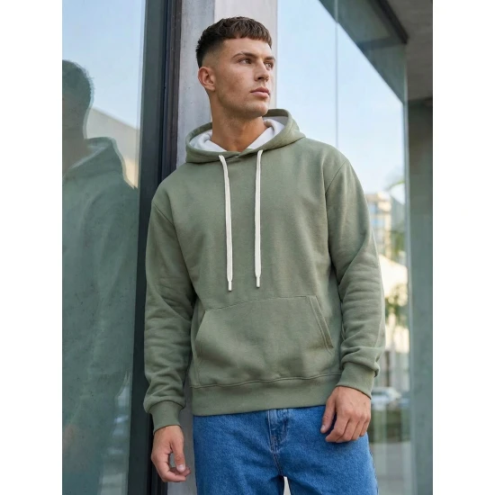 Vyriškas chaki džemperis Ostin Vyriški džemperiai su gobtuvu